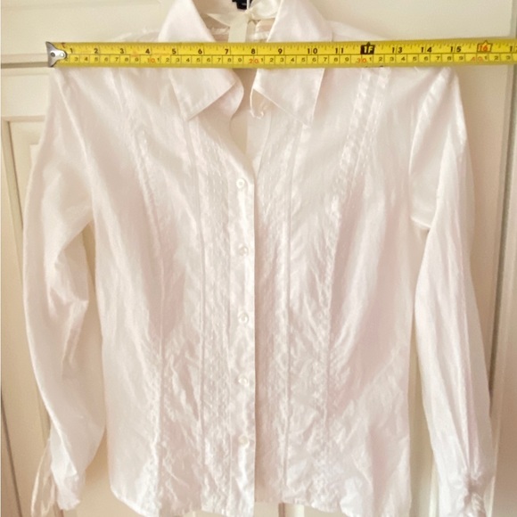 Esprit white 100% cotton hand-stitch blouse. Threads pulling sleeves. Women's XS - Picture 10 of 15